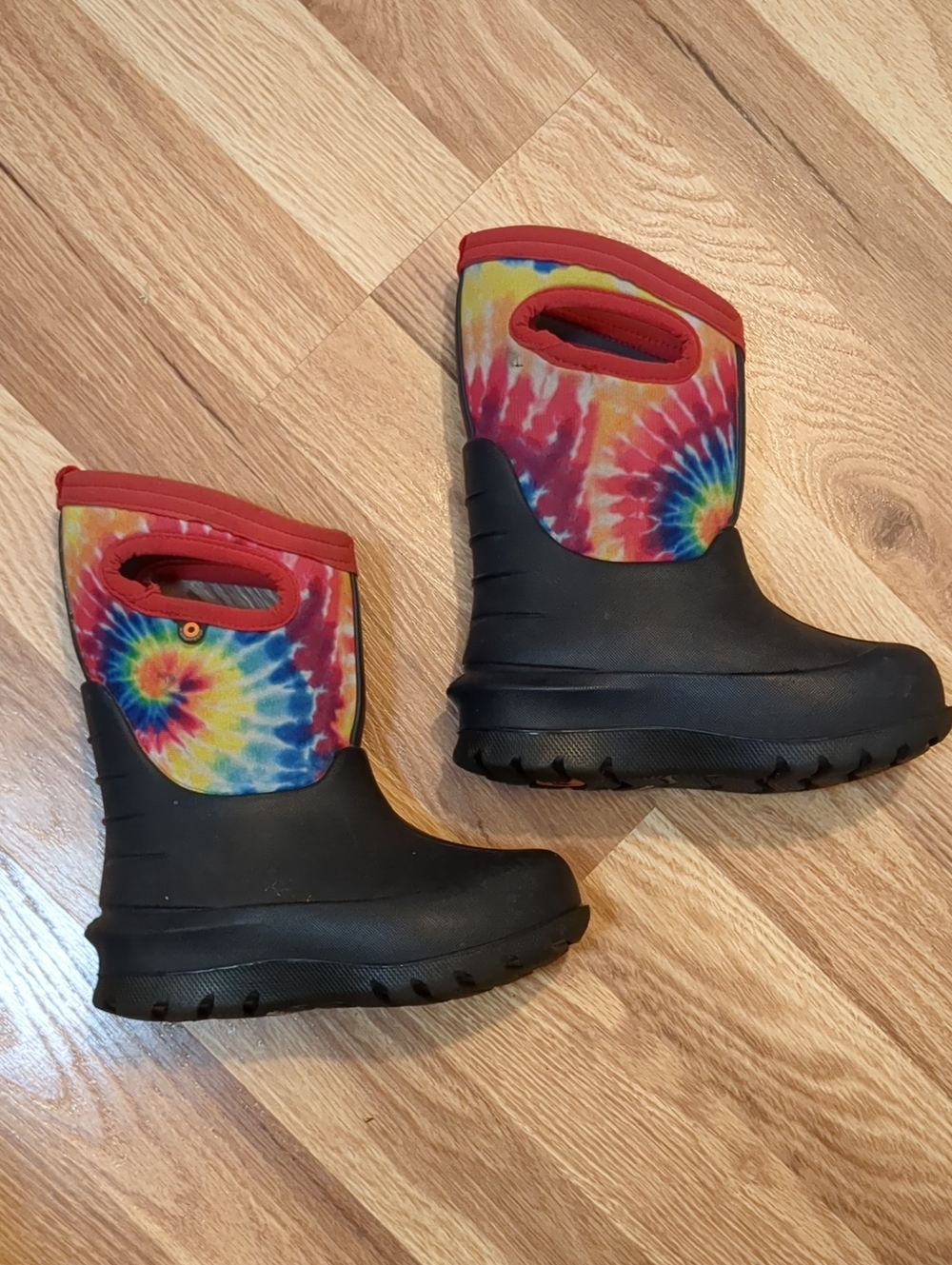 Bogs Kids Tie-Dye Winter Rain Boots - Black & Multicolor Size 8 US, Size 25 EUR